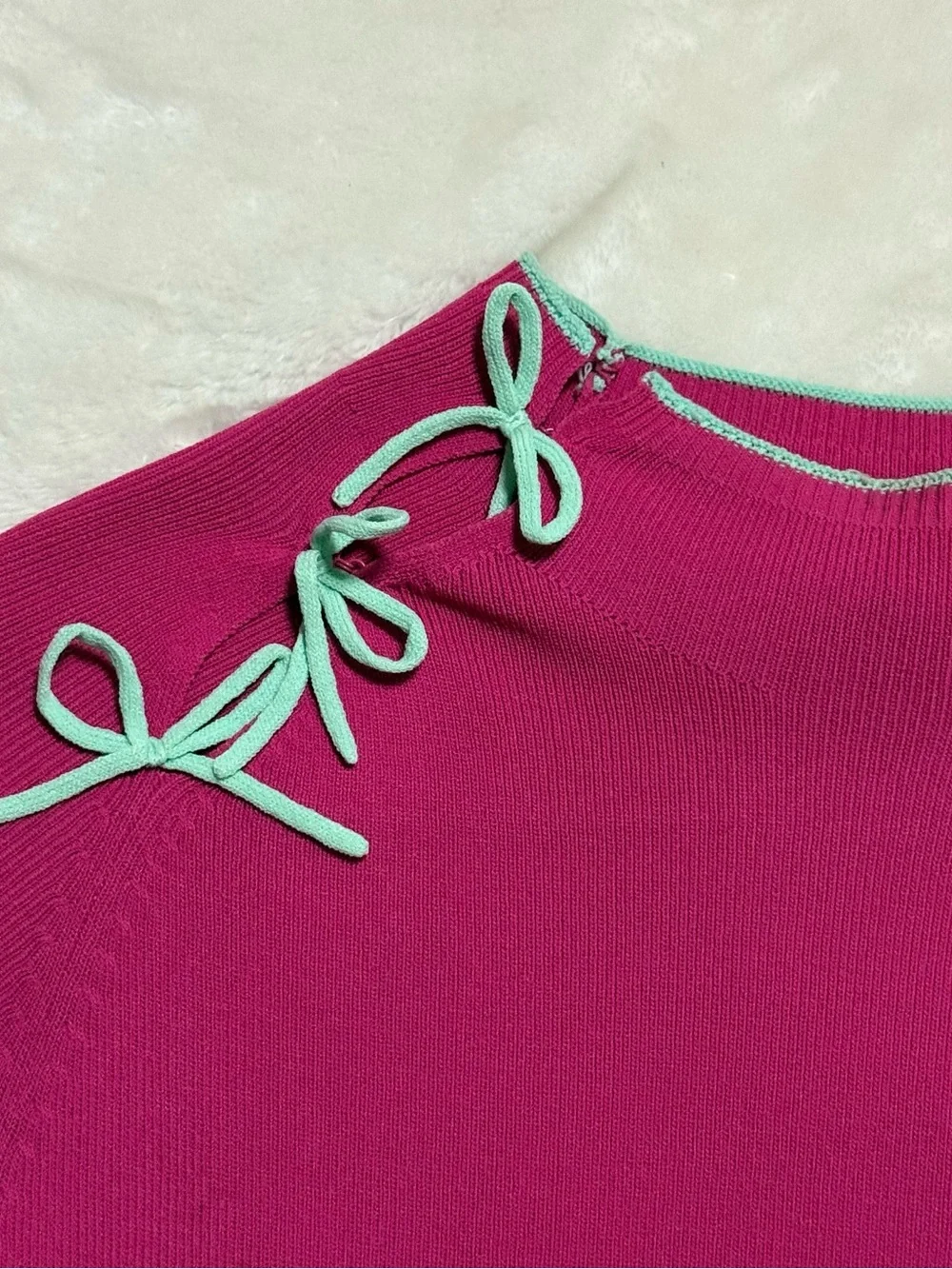 Zara Fuchsia Short-Sleeve Mini Dress with Shoulder Tie - Picture 4 of 4